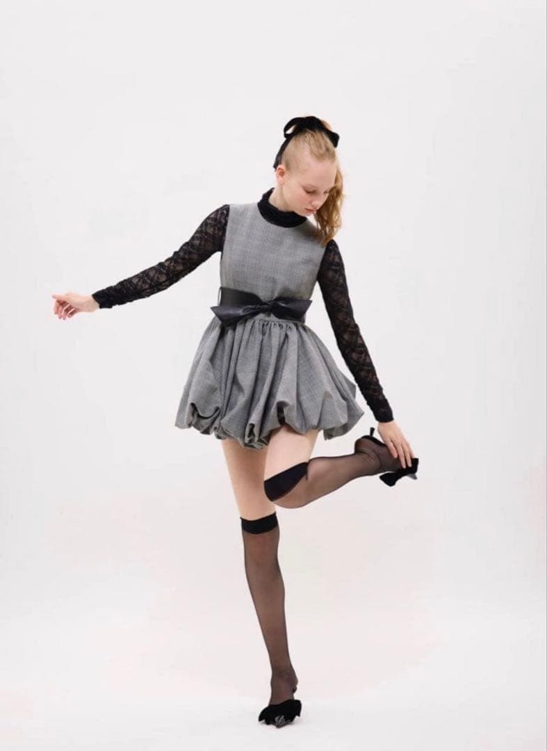 トリートユアセルフtartan check balloon one-piece