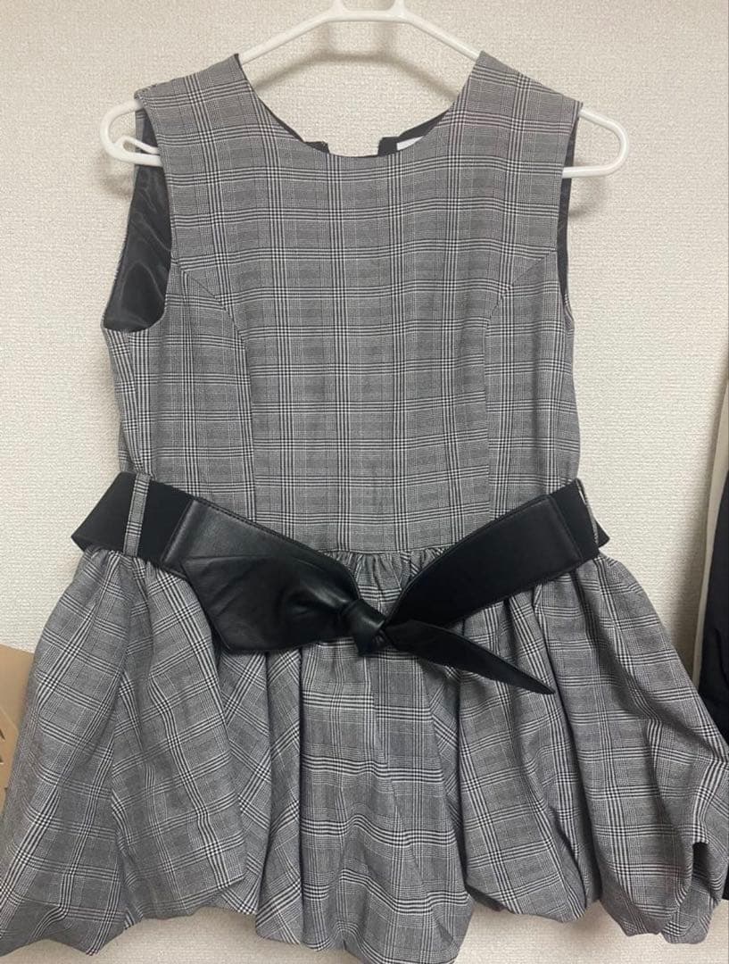 トリートユアセルフtartan check balloon one-piece