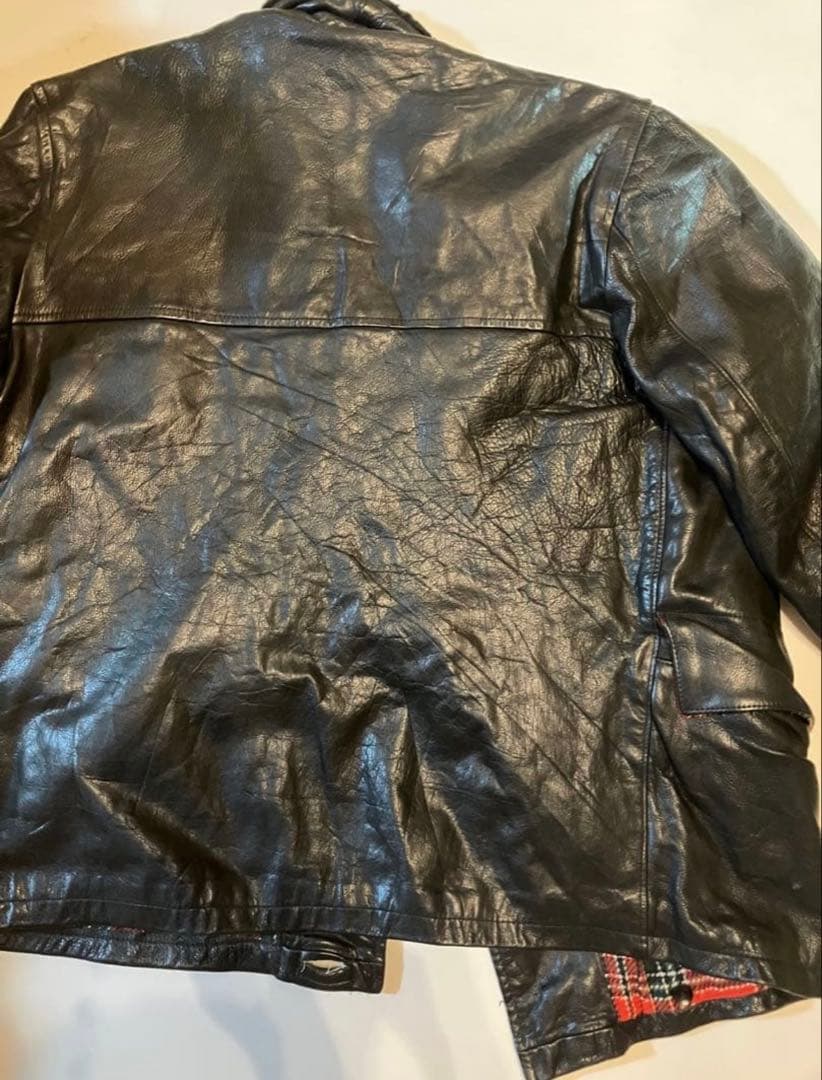 80s chevignon レザー カーコート コルビジェジャケット 黒