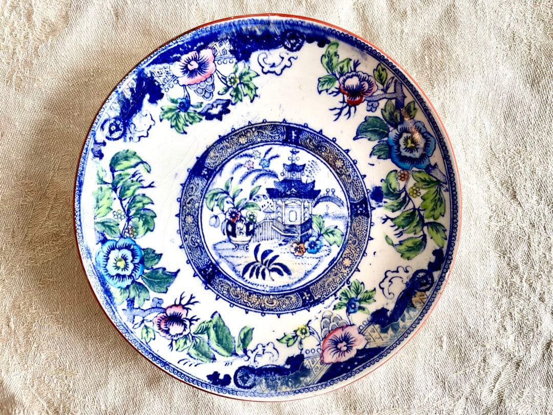 【美品】クレイユモントロー シノワズリC&S フランスアンティークデミタスブルー