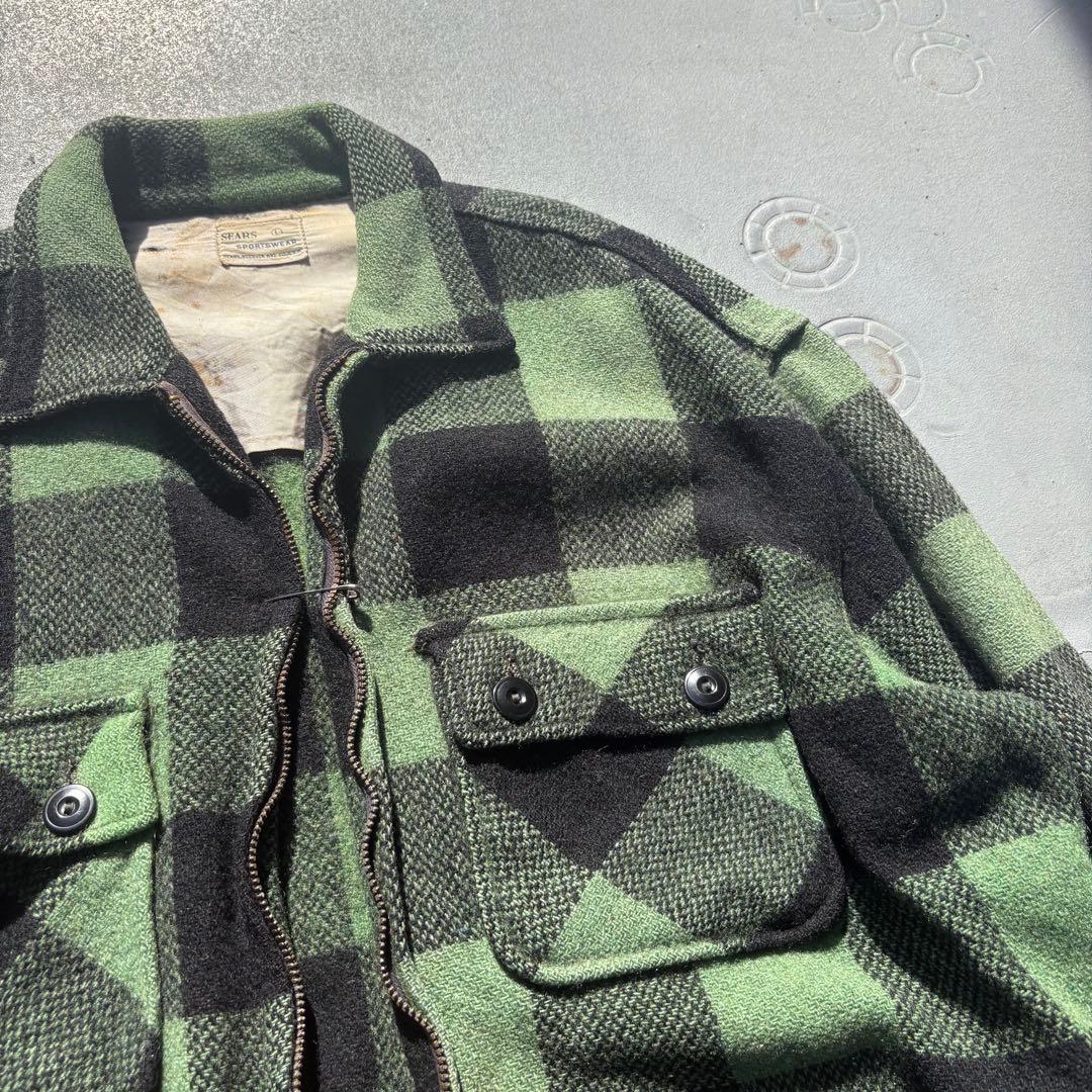 60s Sears USA製 バッファローチェック　シャツジャケット　ウール