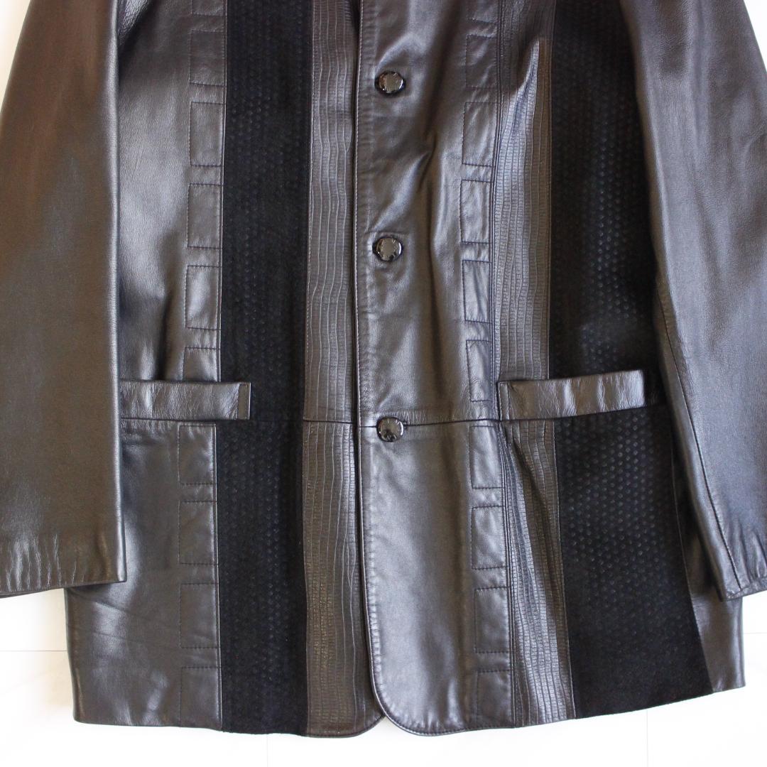BALMAIN ラムレザージャケット Lサイズブラック ロゴボタン
