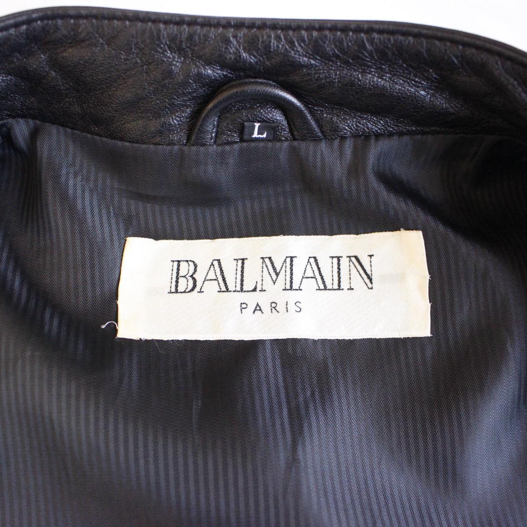 BALMAIN ラムレザージャケット Lサイズブラック ロゴボタン
