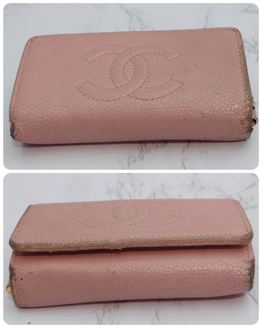 特価【CHANEL】キーケース/2点セット/キャビアスキン/黒/ピンク/