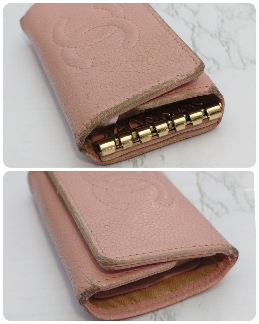 特価【CHANEL】キーケース/2点セット/キャビアスキン/黒/ピンク/