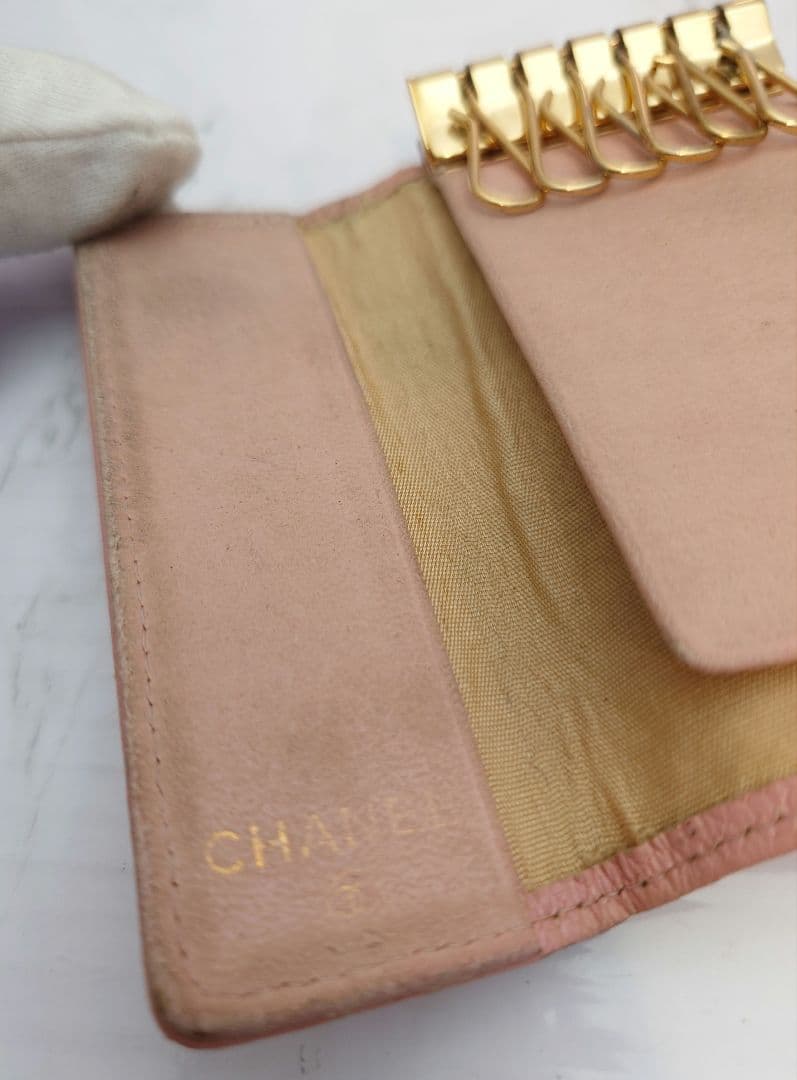特価【CHANEL】キーケース/2点セット/キャビアスキン/黒/ピンク/