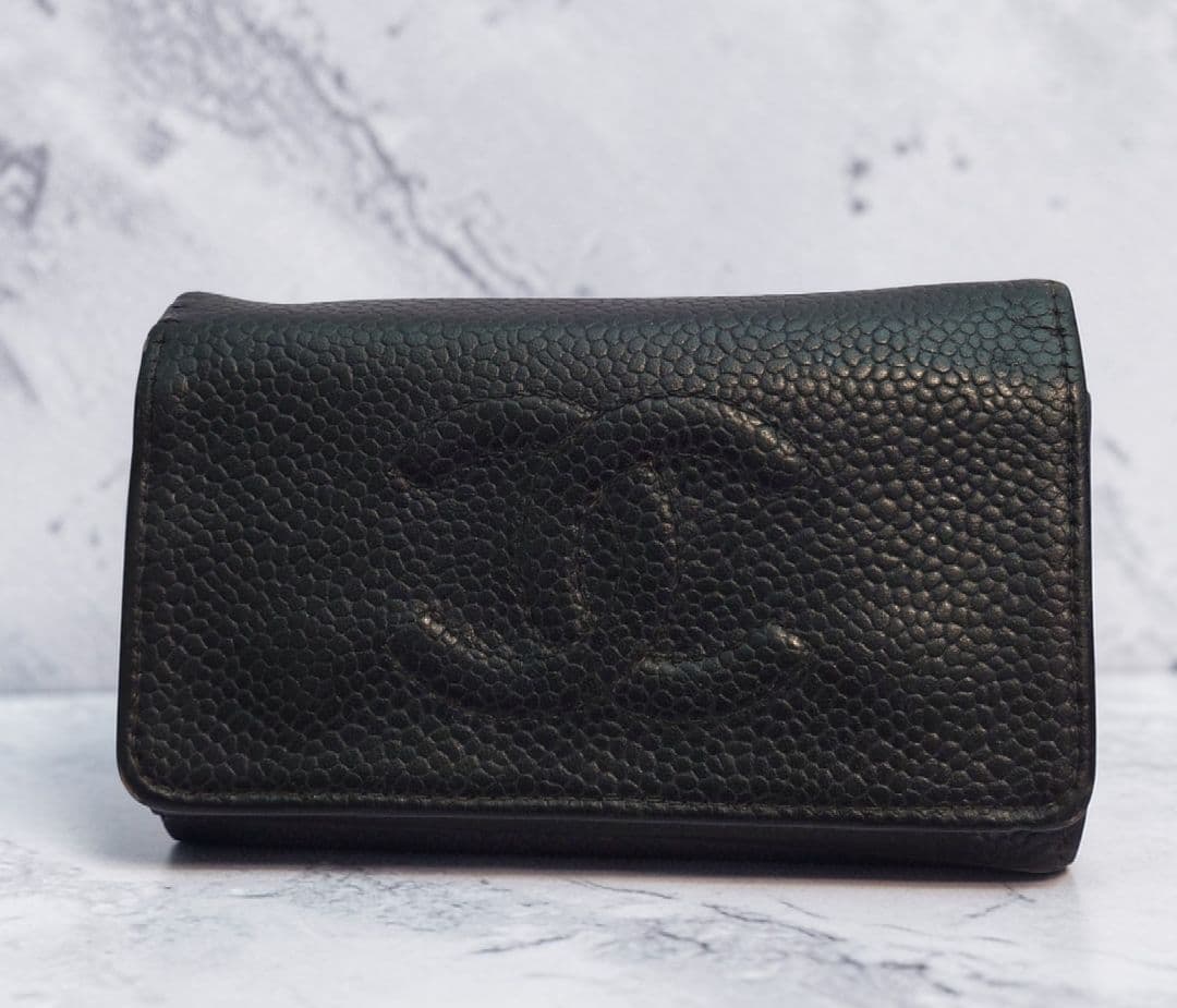 特価【CHANEL】キーケース/2点セット/キャビアスキン/黒/ピンク/