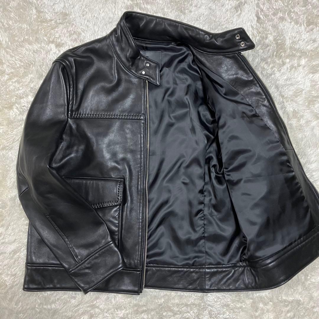 【美品】TETE HOMME スタンドカラーシープレザージャケット　大きいサイズ