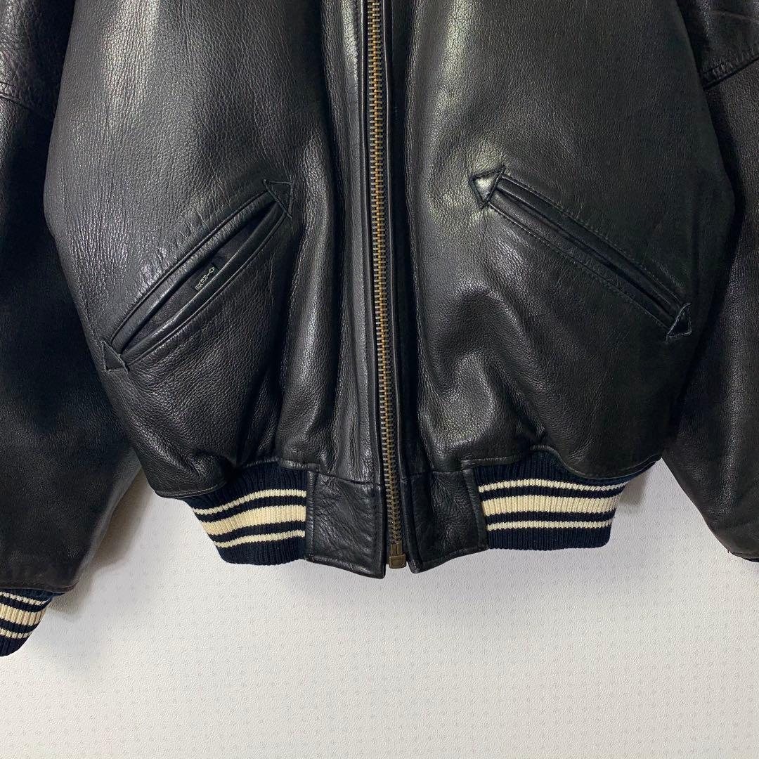 80s avirex leather varsity jacket S 刺繍