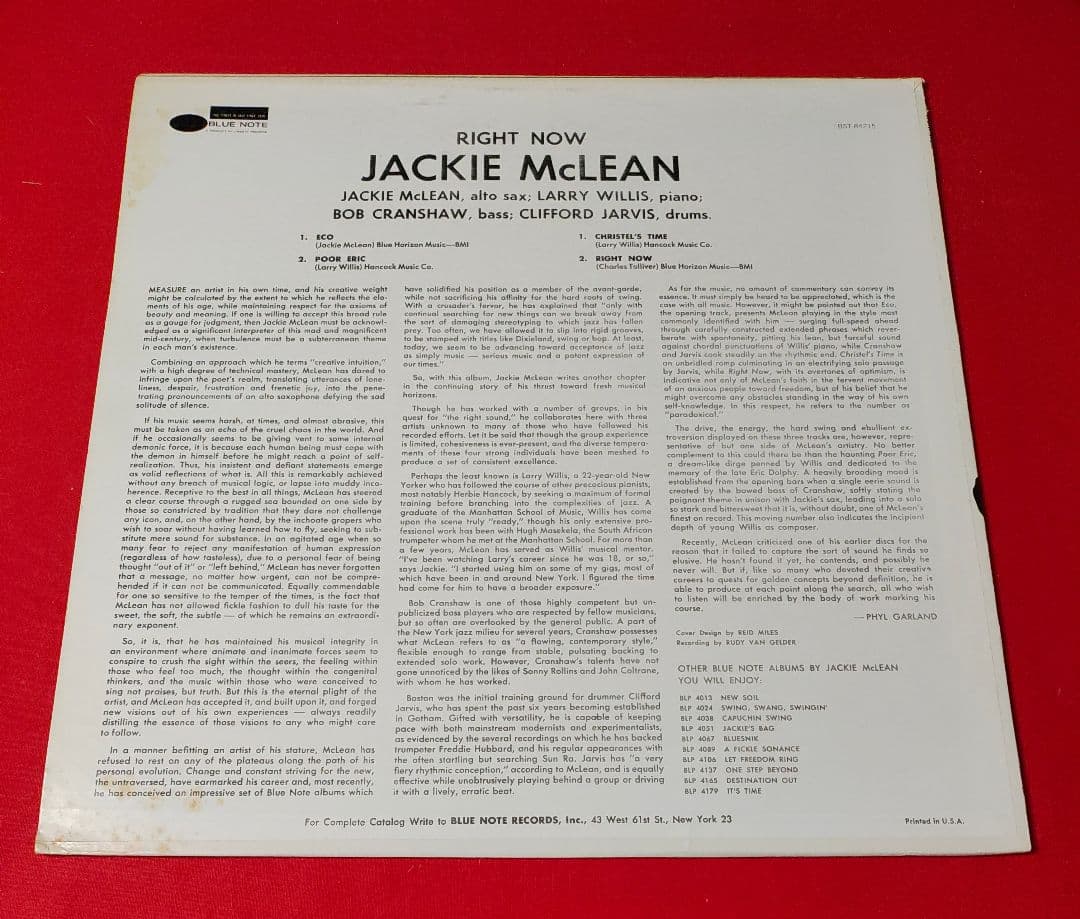 JACKIE McLEAN★ワンホーンのコテコテ・ハード・バップ★