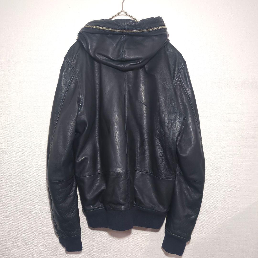 た*目様 DIESEL　ラムレザー　ジャケット　フーディー　ダブルジップ　フード