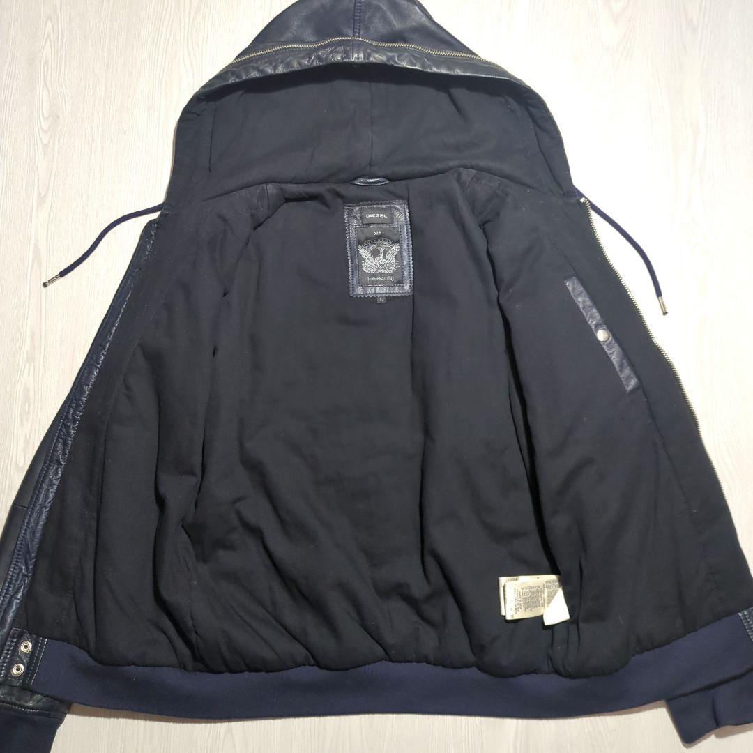 た*目様 DIESEL　ラムレザー　ジャケット　フーディー　ダブルジップ　フード