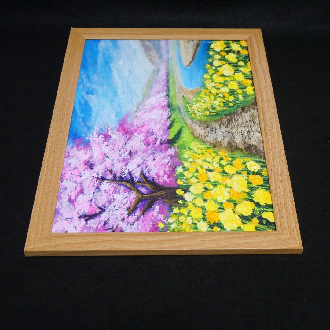 油絵 油彩 油彩画 絵画 絵【早春の桜】