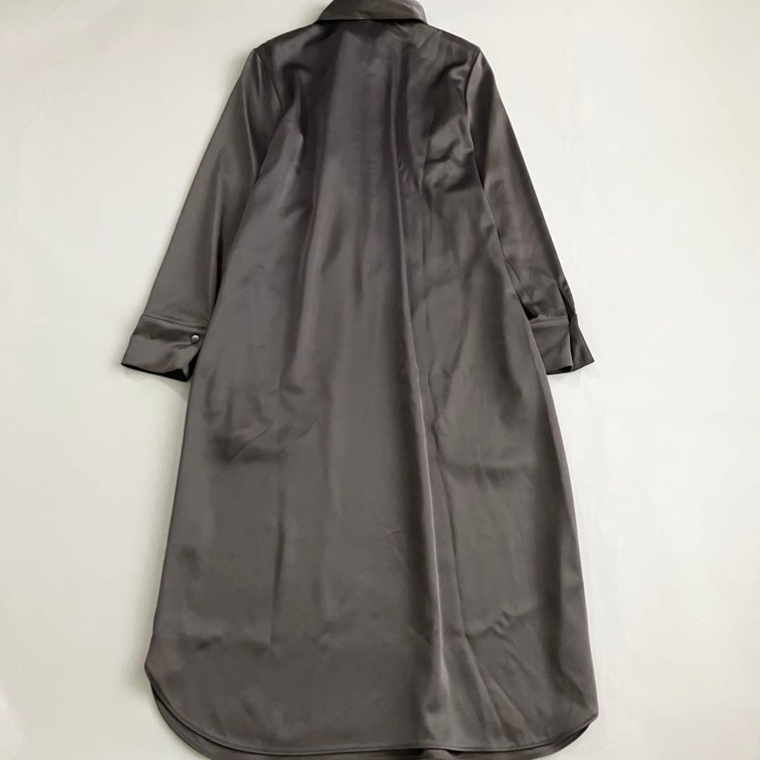 theory luxe サテンシャツワンピース　ボウタイ　比翼ボタン　38