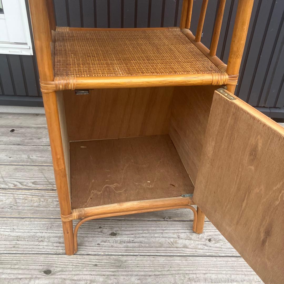 昭和レトロ ラタンサイドボード 電話台 コールキャビネット 飾り棚 古家具古道具