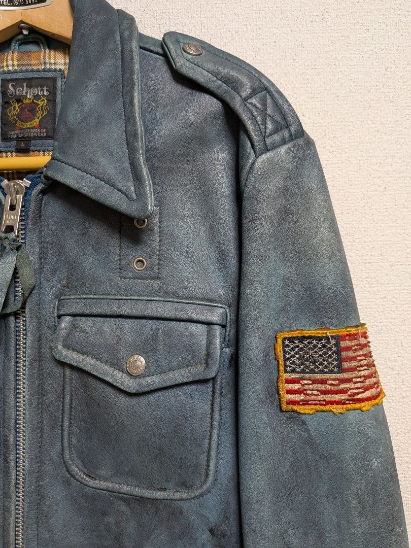 希少品 SCHOTT ライダースジャケット ワッペン Ｌサイズ レザー