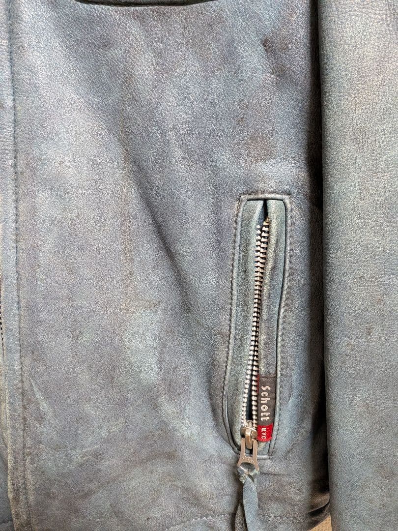 希少品 SCHOTT ライダースジャケット ワッペン Ｌサイズ レザー