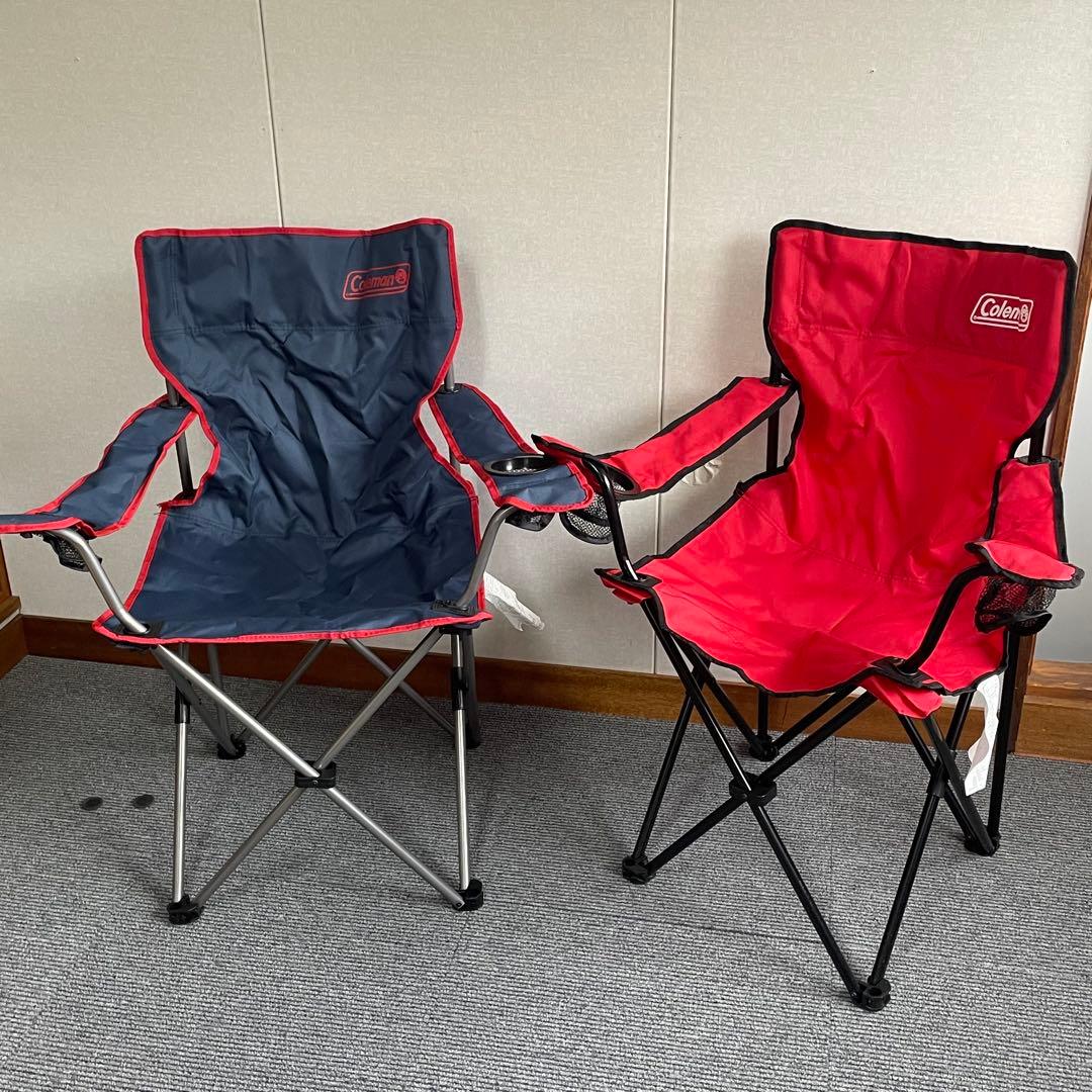 【美品】Coleman コールマン アウトドアチェア 2脚レッド・ネイビー