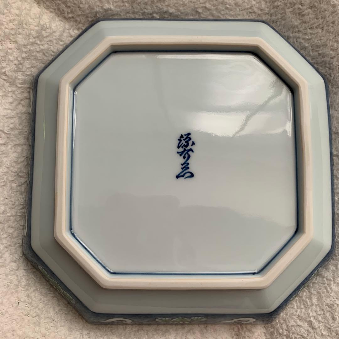 有田焼源右衛門染錦水鳥図方皿　未使用品
