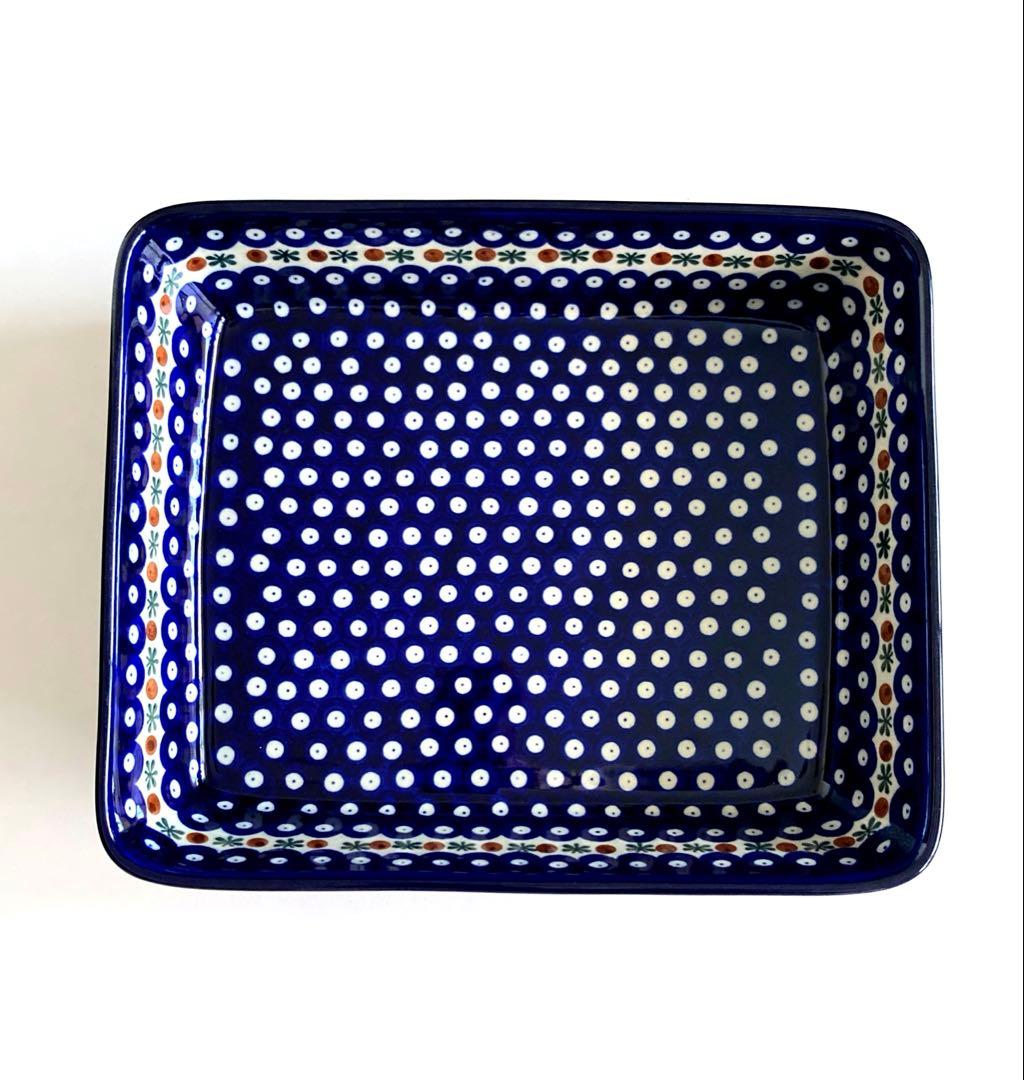 【美品】ポーリッシュポタリー　スクエアオーブン皿　グラタン皿　大31×26×7