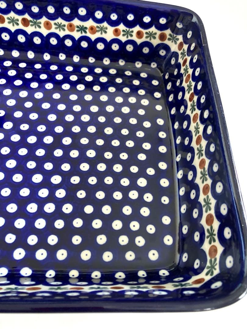 【美品】ポーリッシュポタリー　スクエアオーブン皿　グラタン皿　大31×26×7