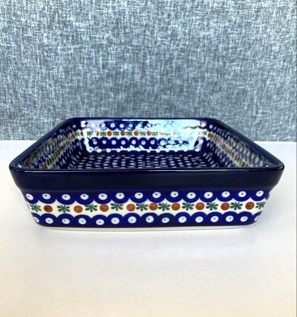 【美品】ポーリッシュポタリー　スクエアオーブン皿　グラタン皿　大31×26×7