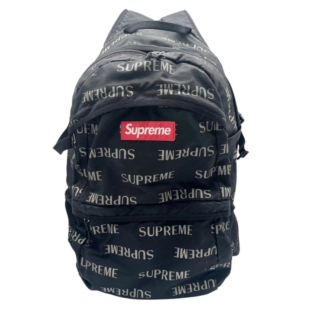 Supreme シュプリーム 総柄 ロゴ バックパック リュック ブラック 70