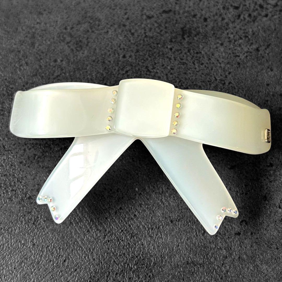 ヘアアクセサリー ALEXANDRE DE PARIS White ribbon barrette