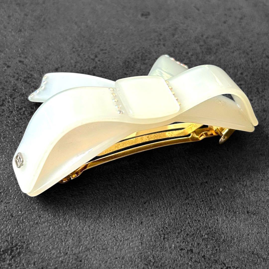 ヘアアクセサリー ALEXANDRE DE PARIS White ribbon barrette