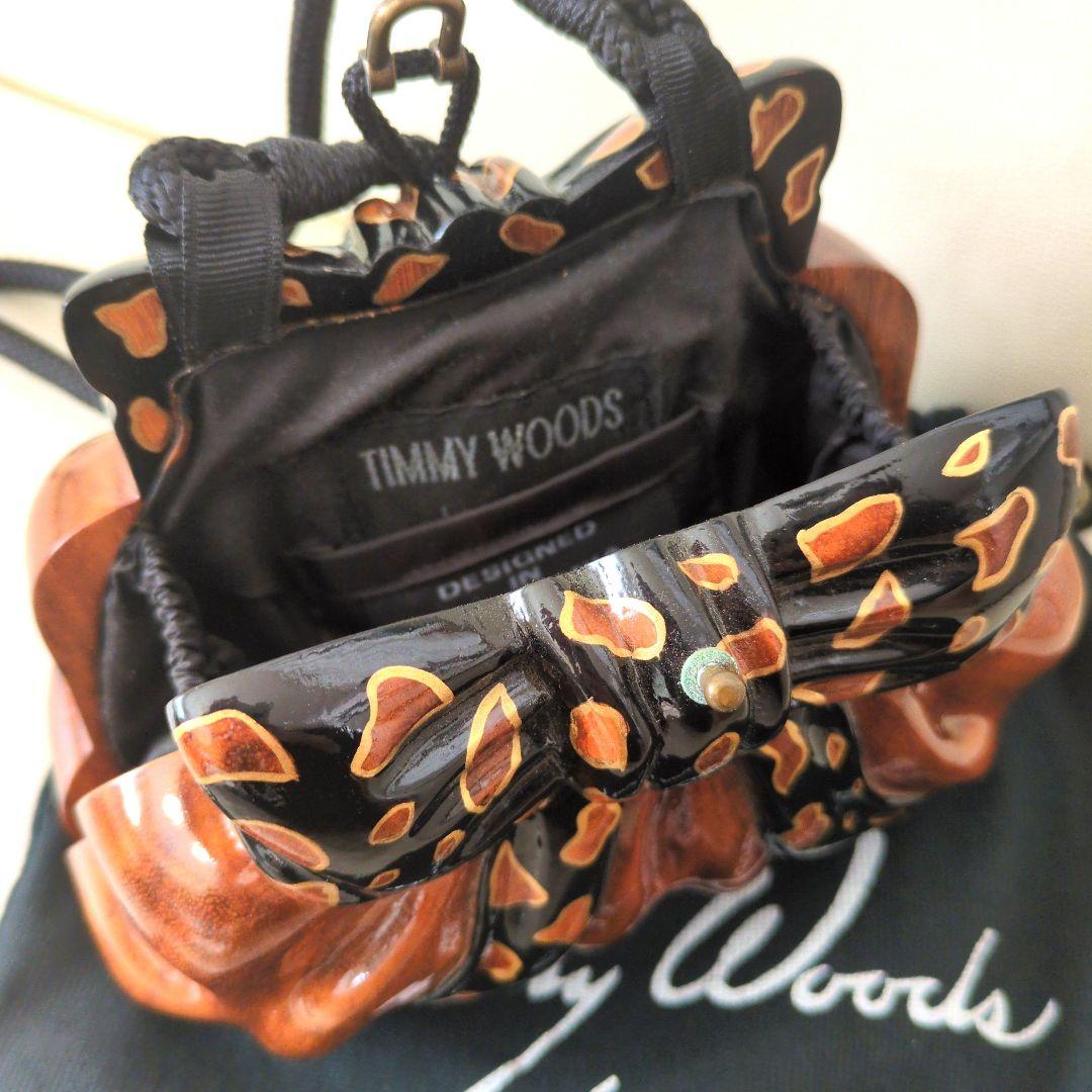 TIMMY WOODS ティミーウッズ リボン型 ショルダー ポシェット 木製