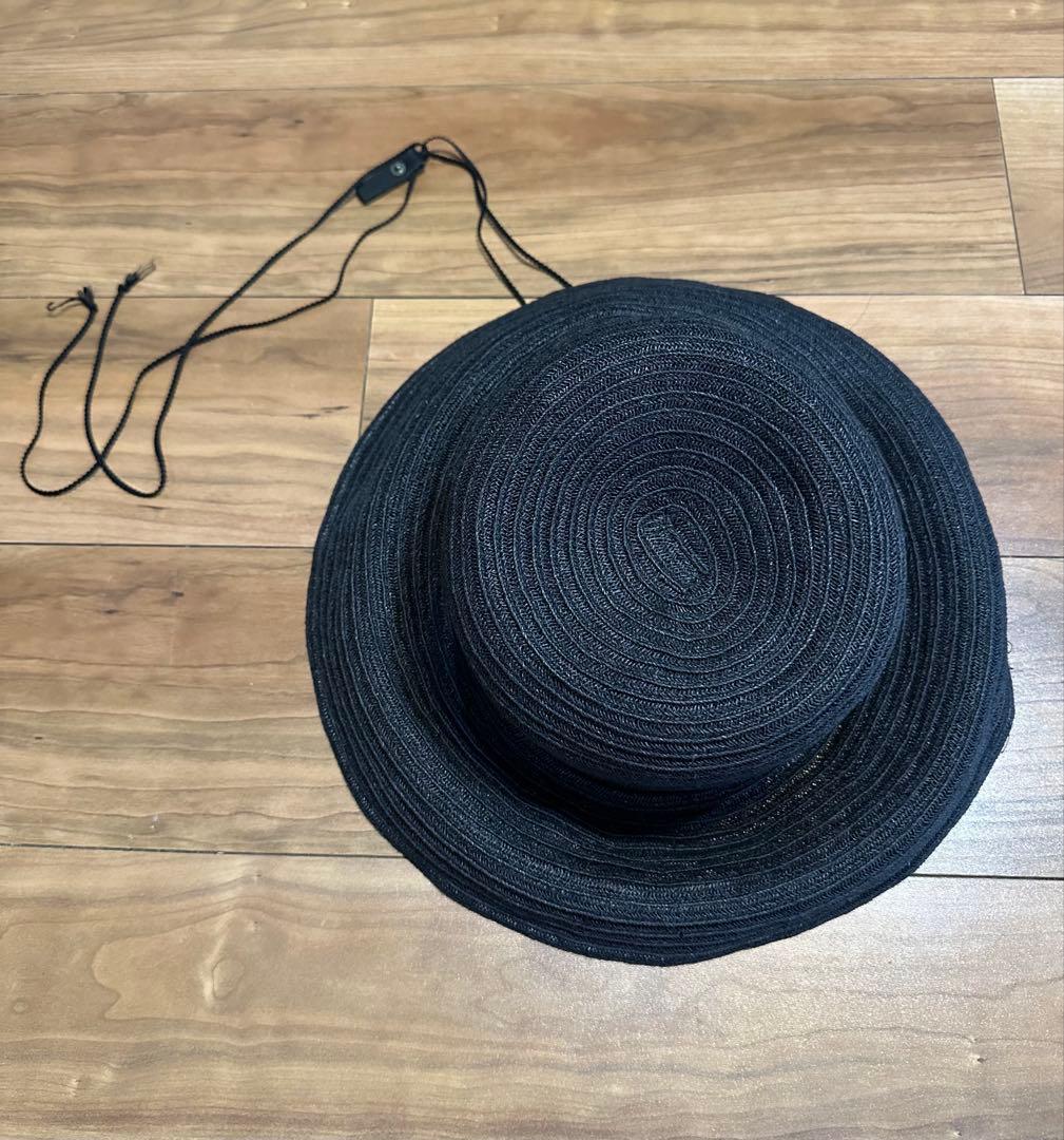 トゥデイフル　Abaca Brim Hat アバカブリムハット　ブラック