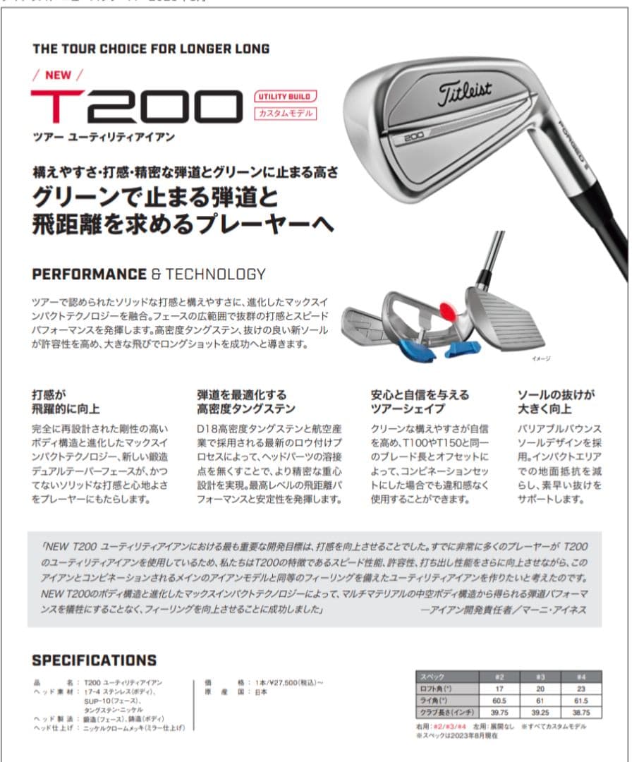 T200 アイアン型ユーティリティ 23度