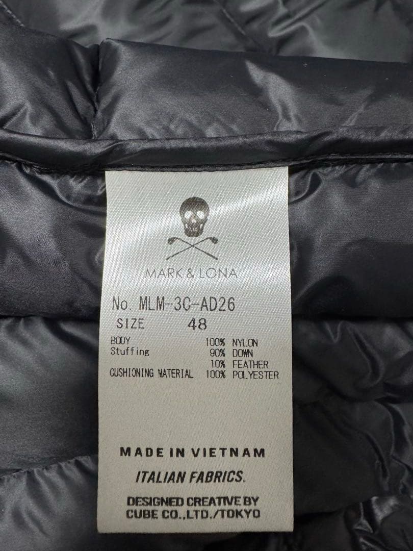 【新品】MARK & LONA ダウンベスト 　スカル ワッペン 黒 ゴルフ