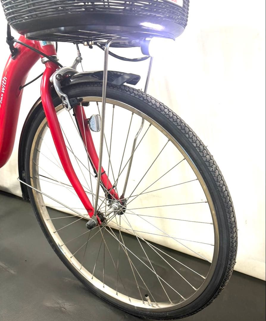 1年保証 新型　ヤマハ　パスウィズ　26インチ　大容量　赤色　電動アシスト自転車