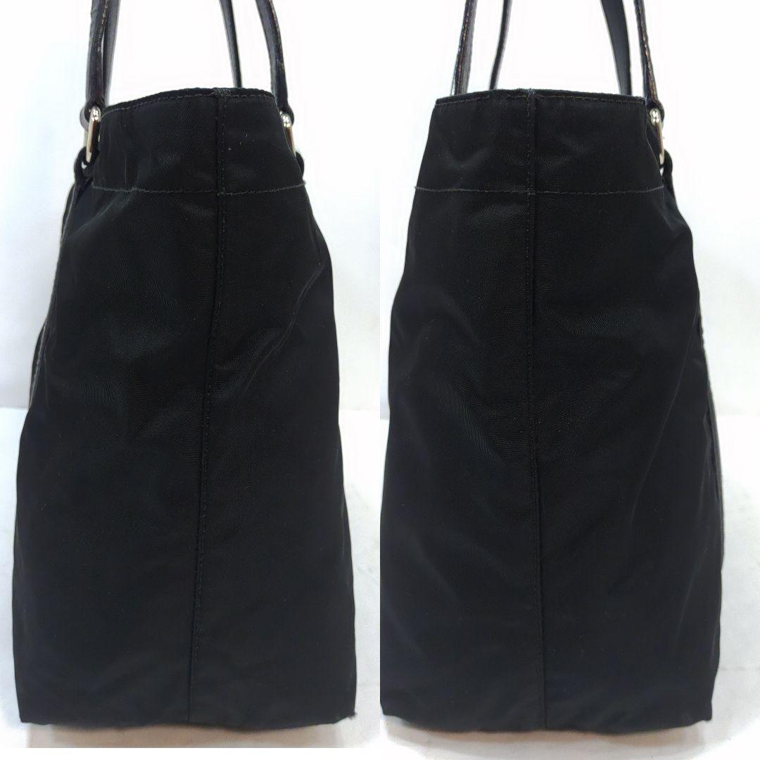 プラダ トートバッグ レザー×ナイロン 肩掛 三角ロゴ ブラック ギャラ付