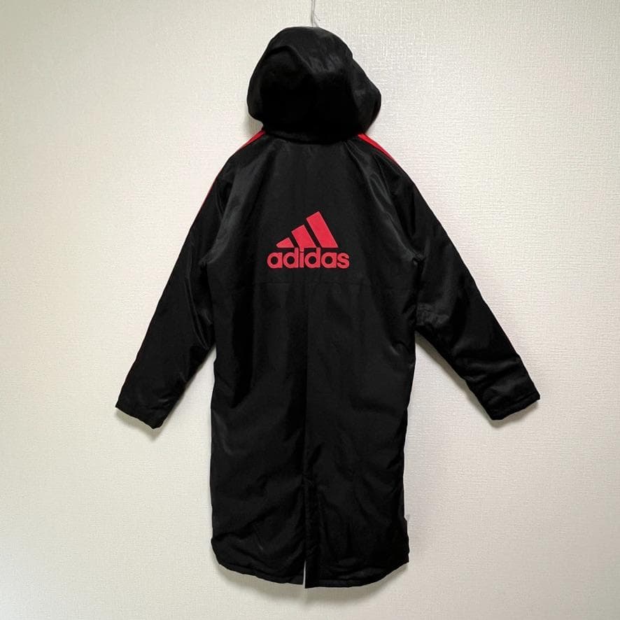 【良品】 adidas バックロゴ ３ストライプス ベンチコート キッズ 160