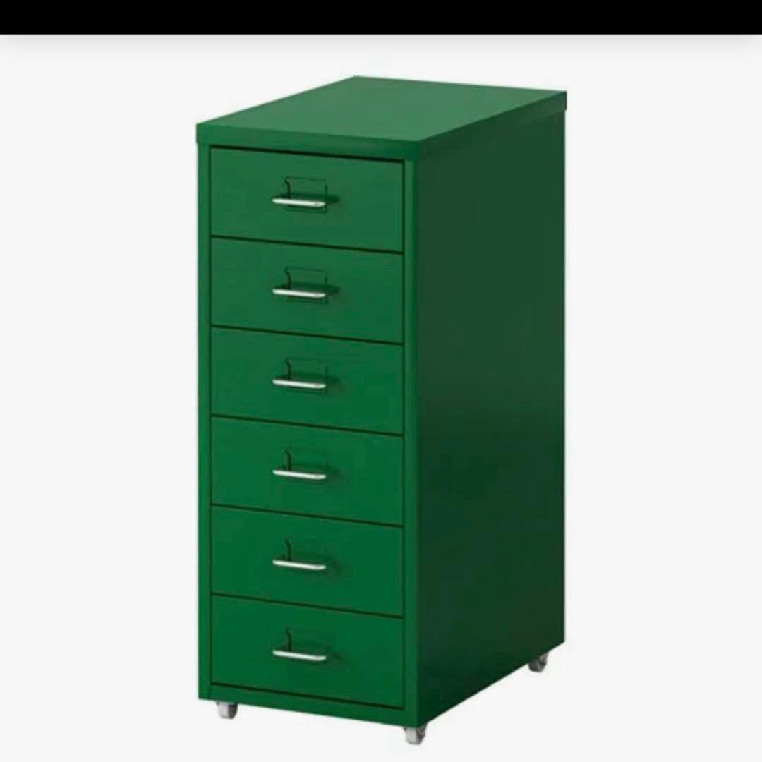 r*7様 IKEA HELMER ヘルメル　スチールユニット 6段 グリーンキャ