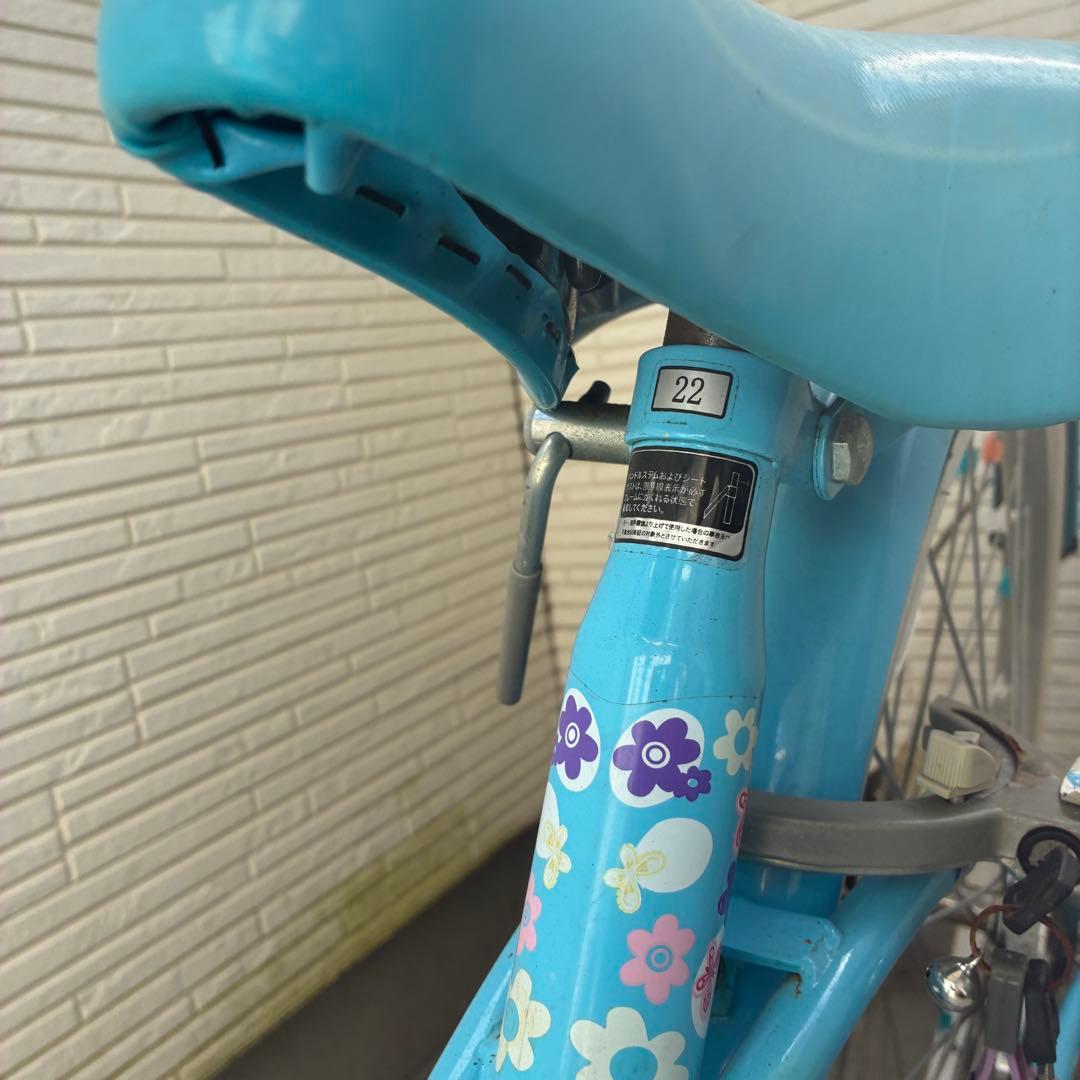 【山口県】女の子用自転車 22インチ シマノ製6段変速 パステルブルー