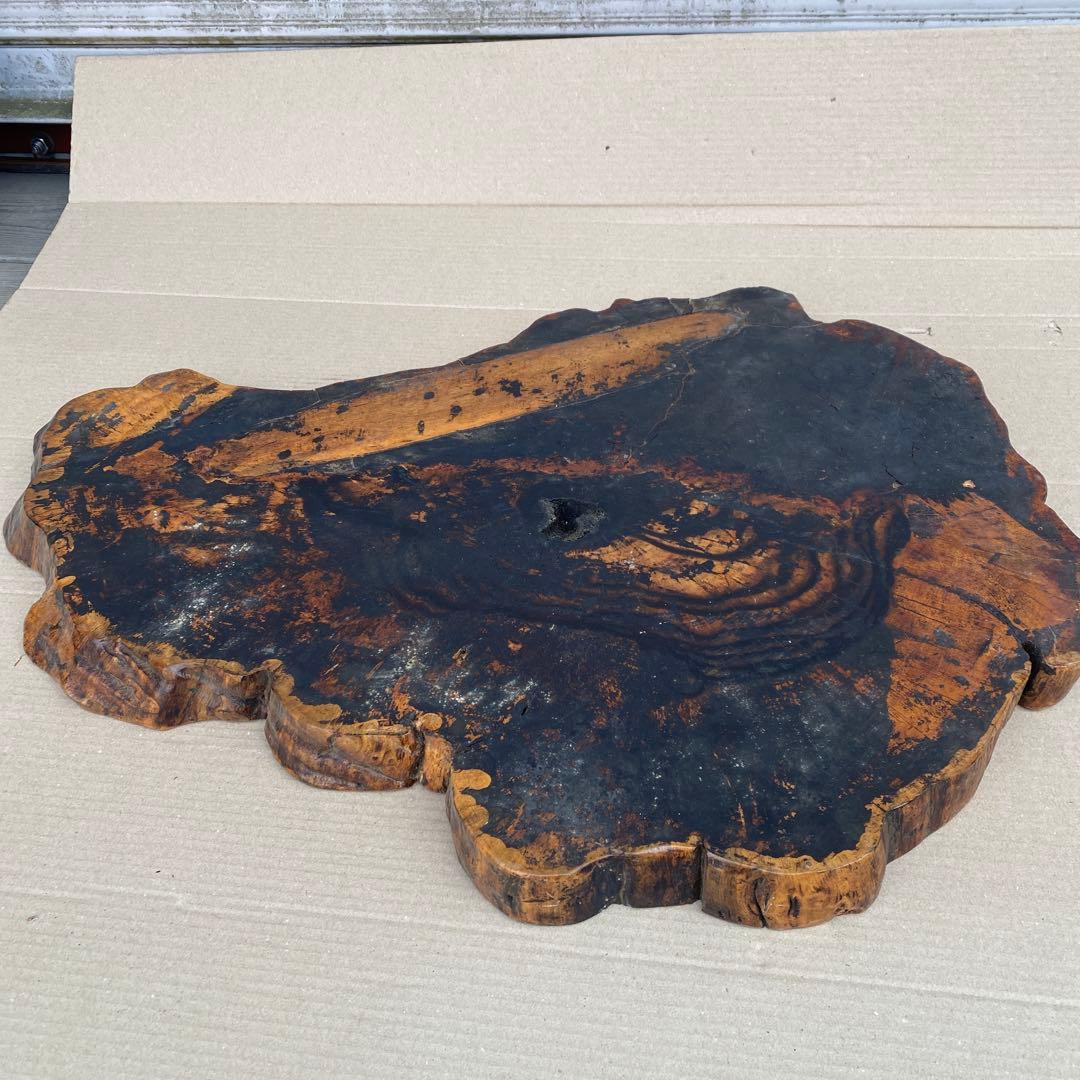 花台　置大黒　敷板　黒柿　レア　ビンテージ　幅75cm