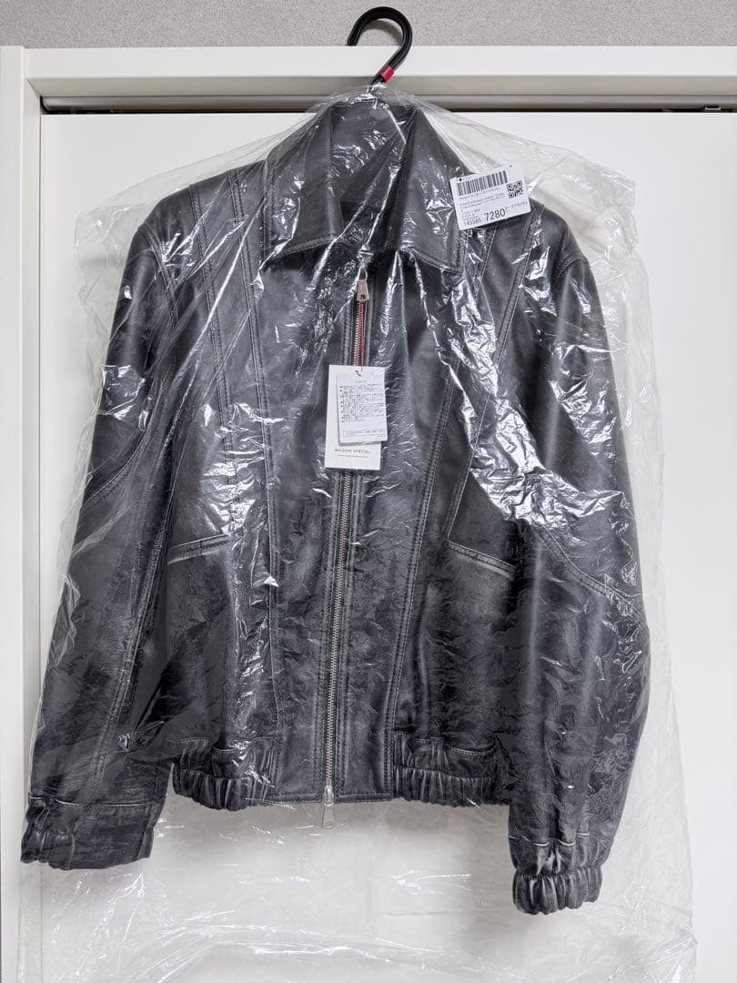 【新品】メゾンスペシャル　シープレザーシングルカラーブルゾン　ダークブラック