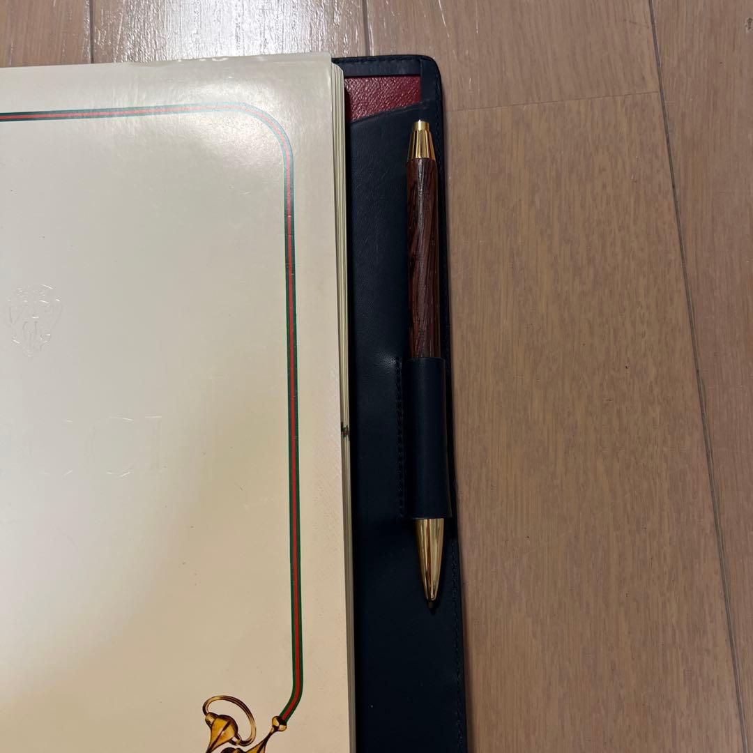 グッチ　GUCCI ヴィンテージリング式ファイル ブルーグレー ロゴパターン