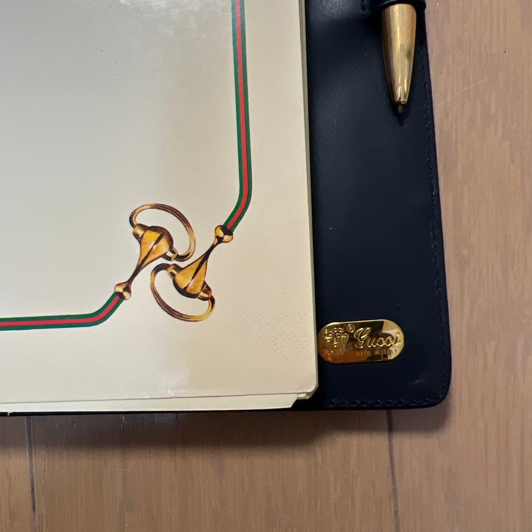 グッチ　GUCCI ヴィンテージリング式ファイル ブルーグレー ロゴパターン