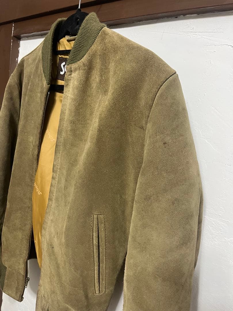 ショット　schtt レザー　スエード　ma-1 ジャケット　オリーブ　グリーン