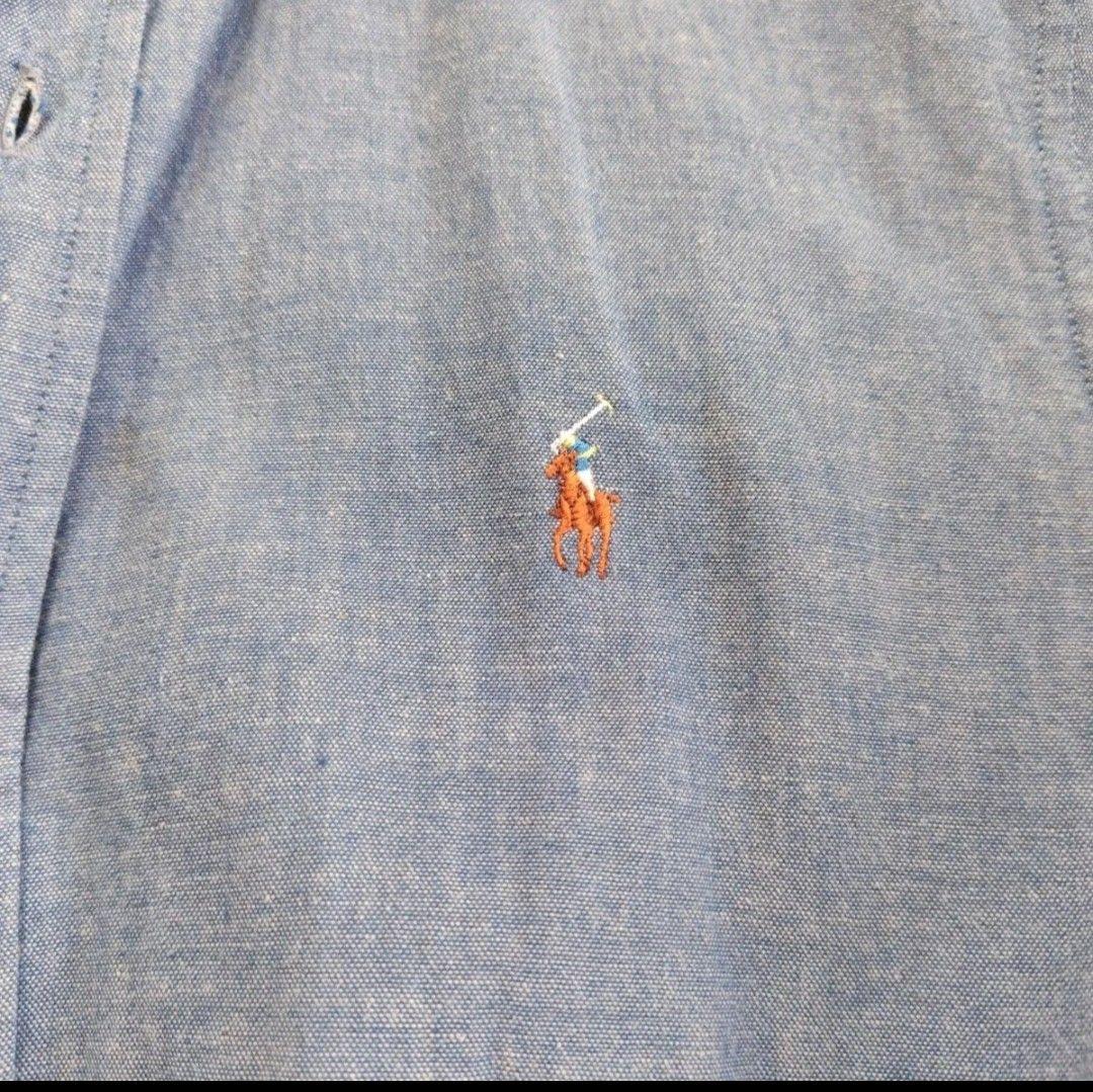 RALPH LAUREN ギャザーロングシャツワンピース ベルト付 ロゴ刺繍