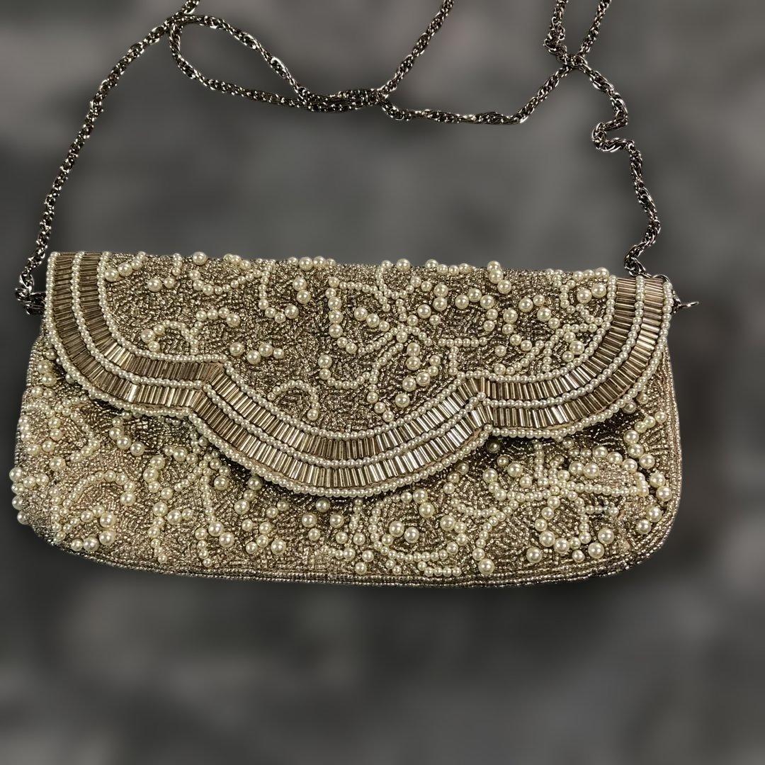 ★23区★ビーズ刺繍 ゴールド パール　クラッチ　ショルダーバッグ