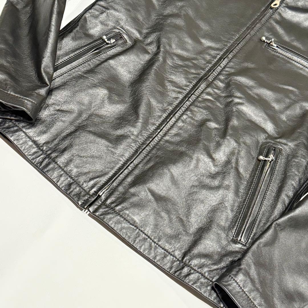 舶来堂 レザージャケット キルティング 牛革 42 XL シングルレザー 黒