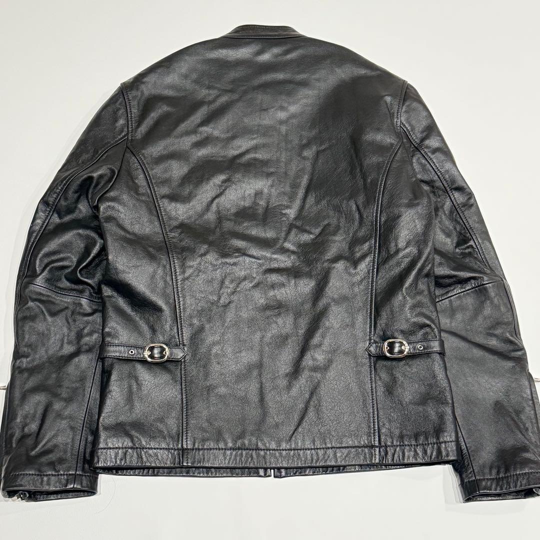 舶来堂 レザージャケット キルティング 牛革 42 XL シングルレザー 黒