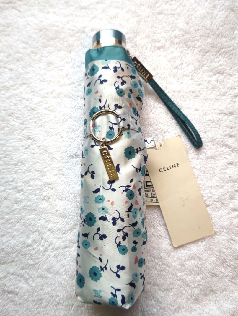 セリーヌ CELINE 折りたたみ傘 花柄 ブルー 【新品未使用】