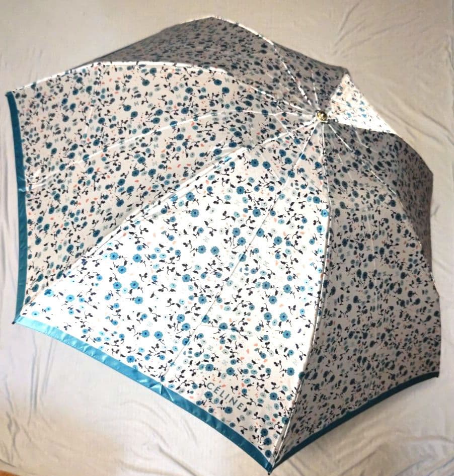 セリーヌ CELINE 折りたたみ傘 花柄 ブルー 【新品未使用】