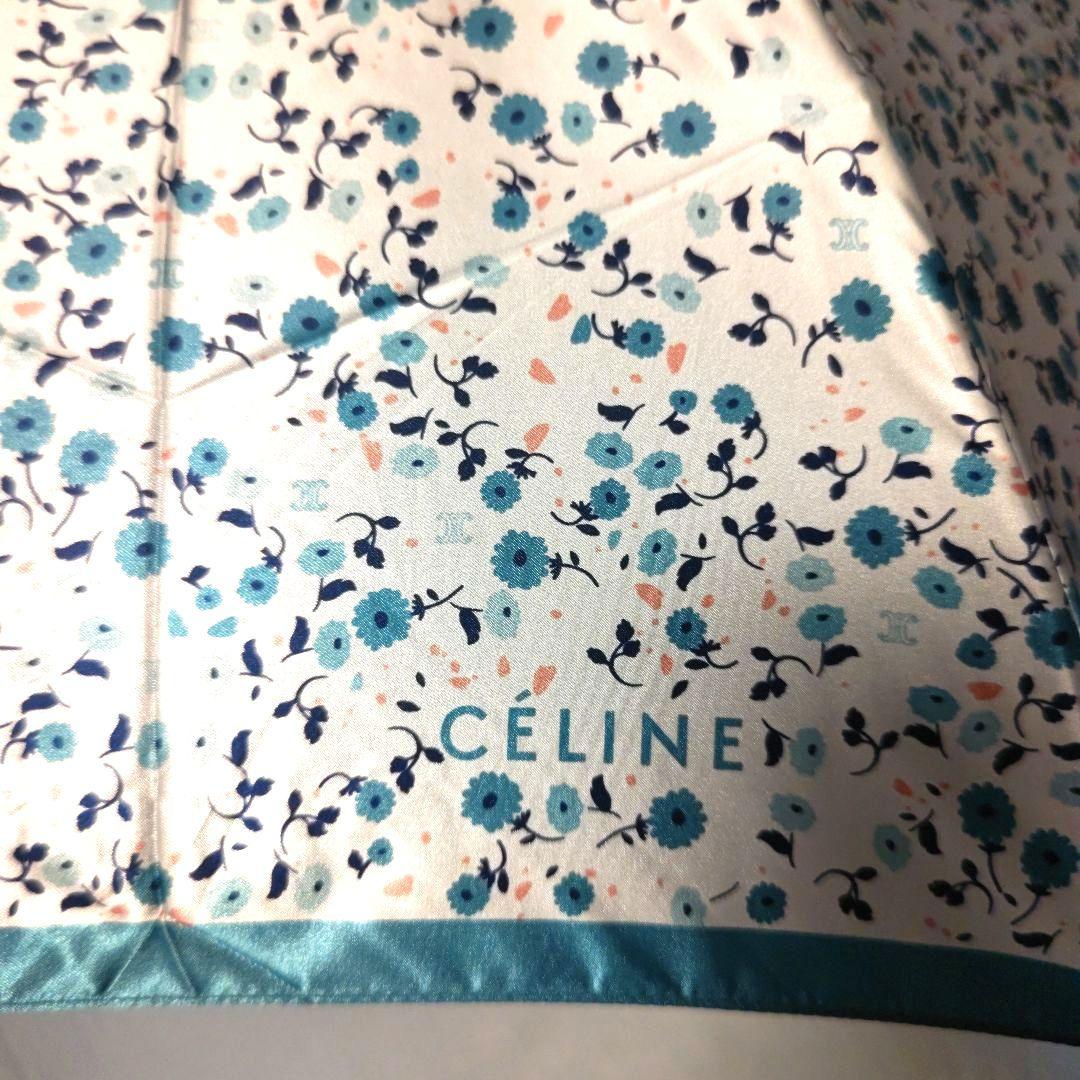 セリーヌ CELINE 折りたたみ傘 花柄 ブルー 【新品未使用】